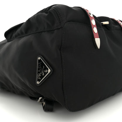 Prada Nylon New Vela Studded Backpack Black Fuoco 8 of 10