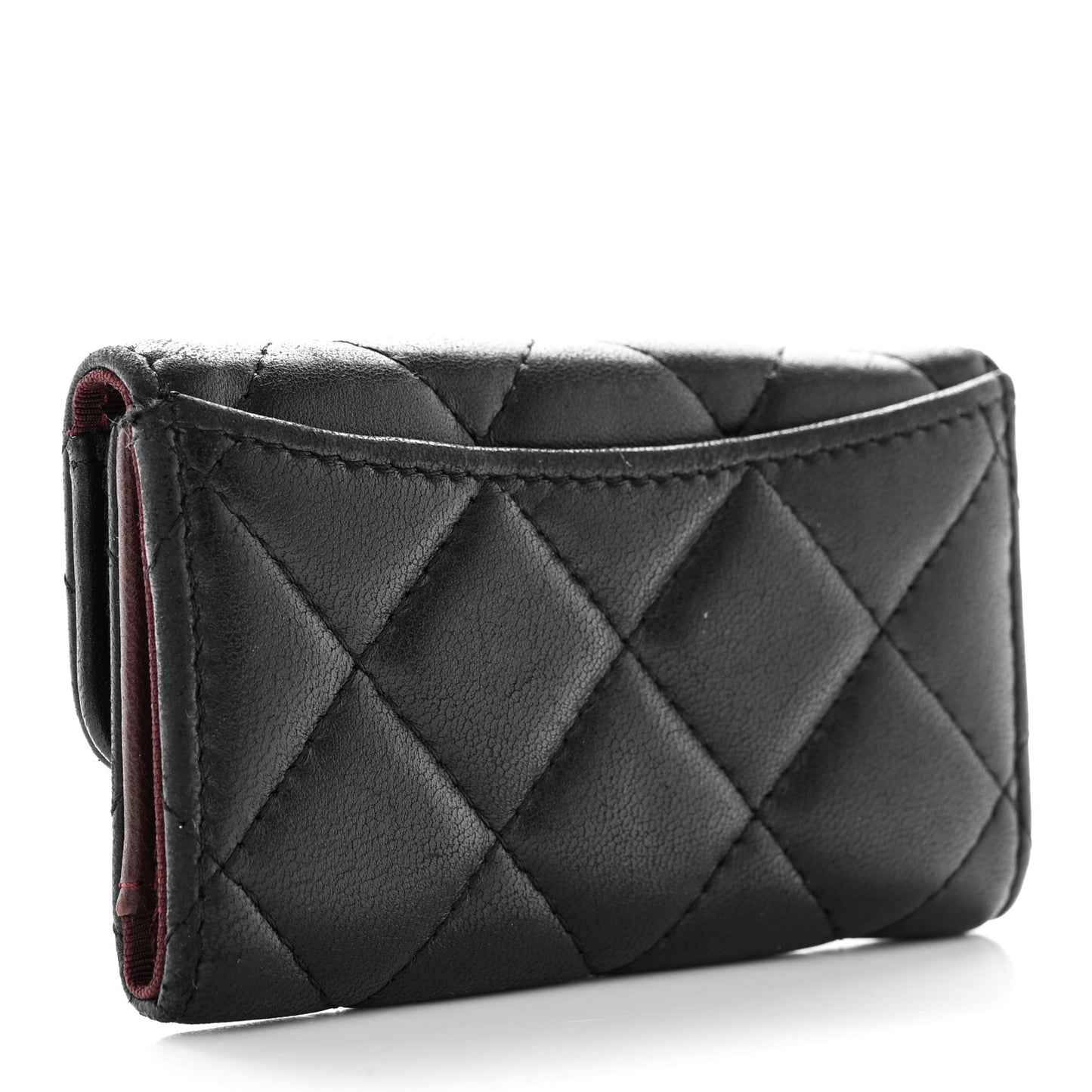 Lambskin Quilted 6 Key Holder Black