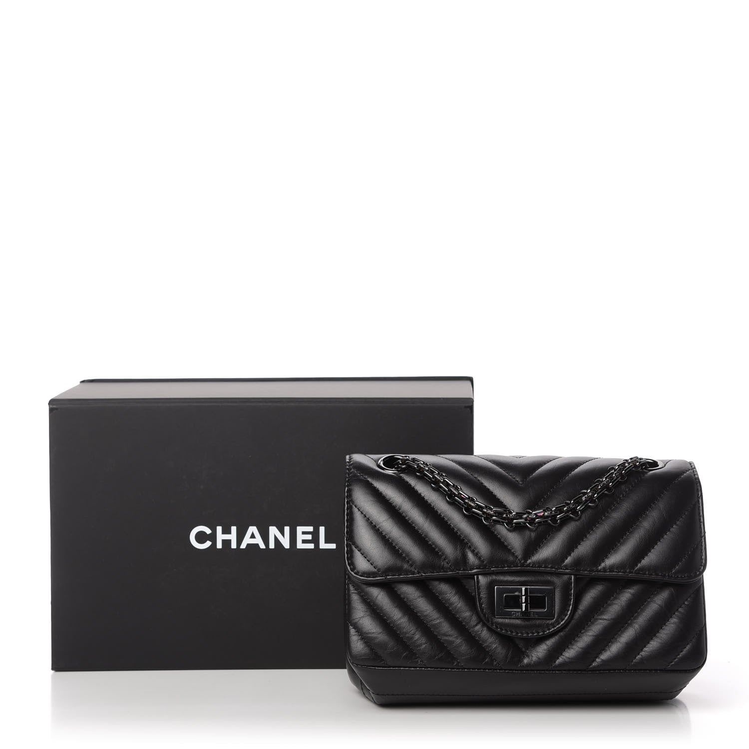 Chanel Aged Calfskin Chevron Quilted 2.55 Reissue Mini Flap So Black 11 of 11