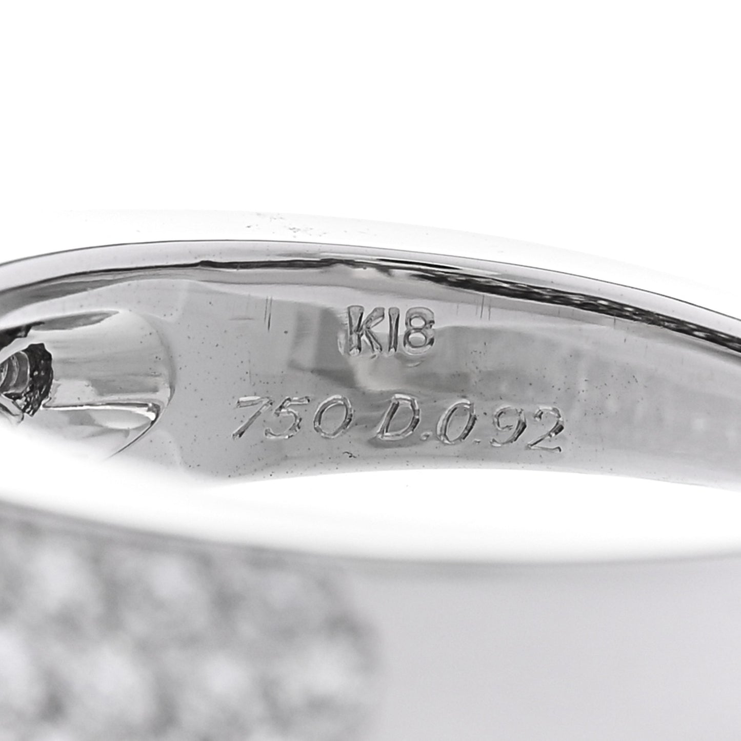 18K White Gold Diamond .92ctw Three Row Half Band Ring 51 5.75