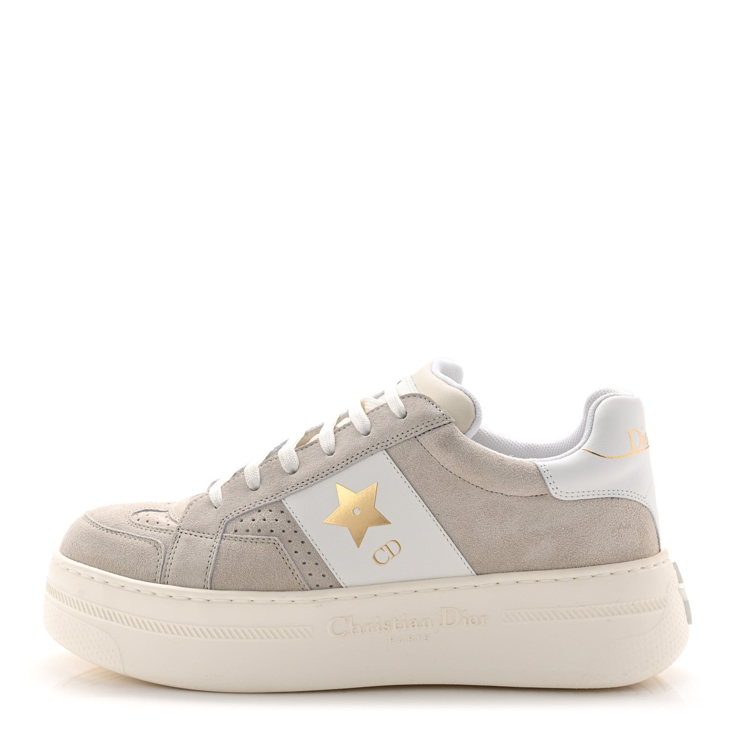 Christian Dior Suede Calfskin Dior Star Ors Platform Sneakers White Black 39 Light Beige White 1 of 10