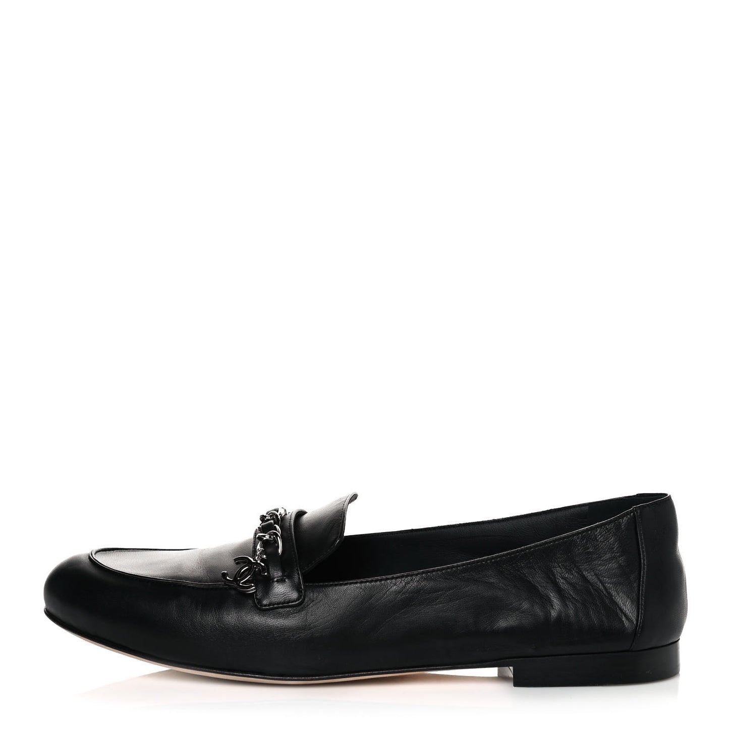 Calfskin CC Chain Loafers 42 Black