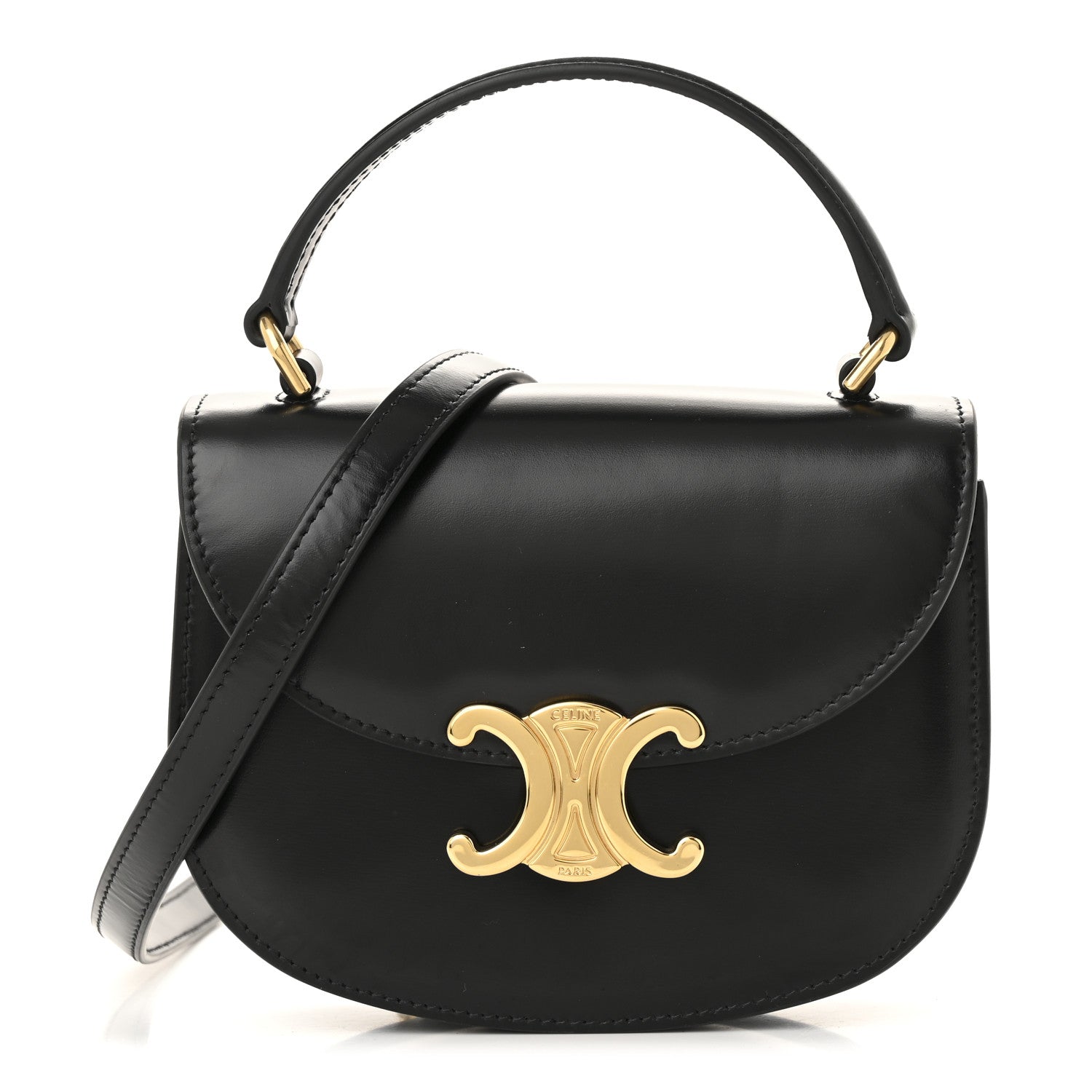 Celine Shiny Calfskin Triomphe Mini Besace Clea Black 1 of 11