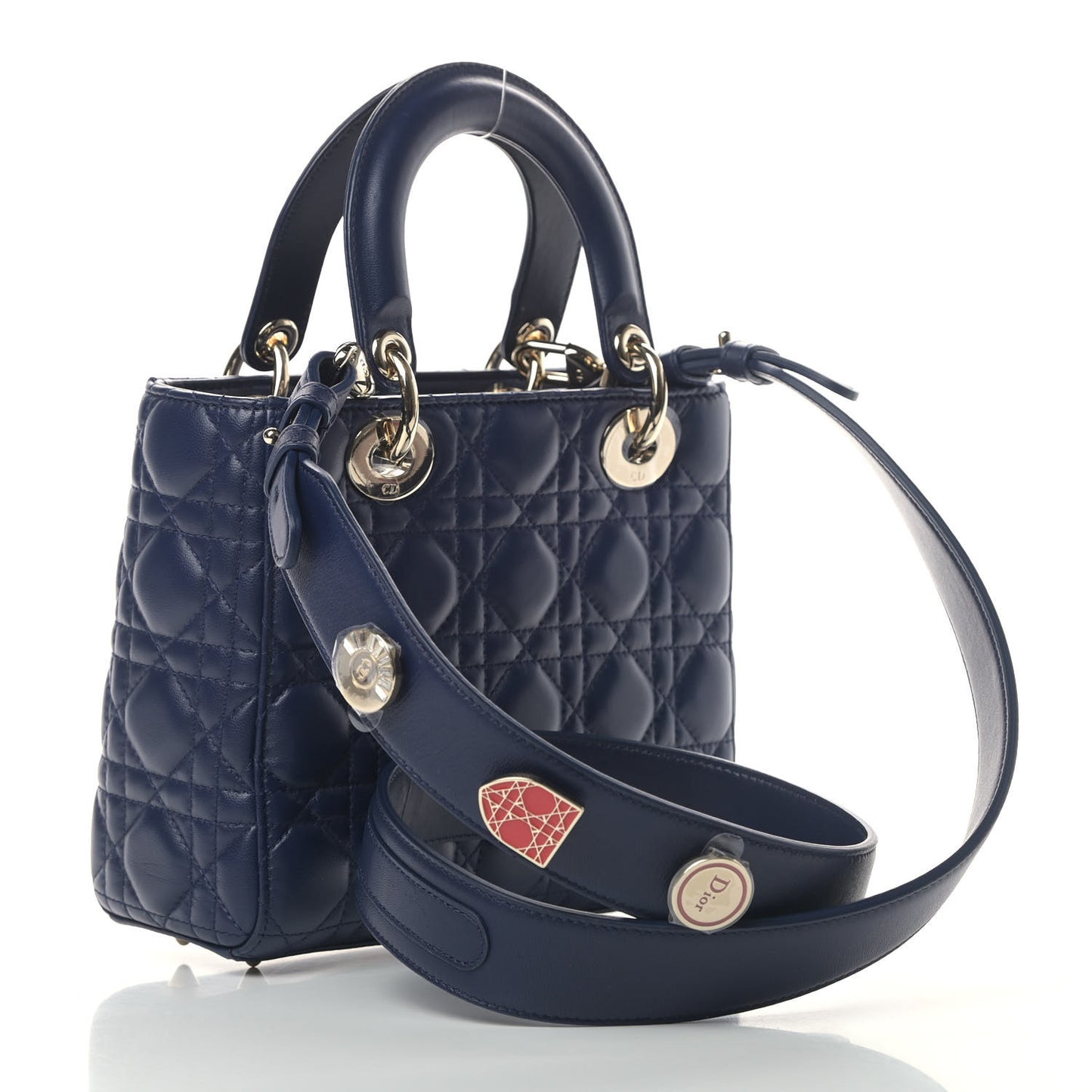 Lambskin Cannage Small Lucky Badges My Lady Dior Navy