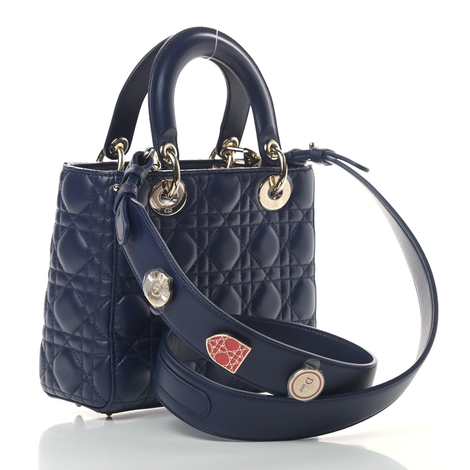 Christian Dior Lambskin Cannage Small Lucky Badges My Lady Dior Navy 2 of 4
