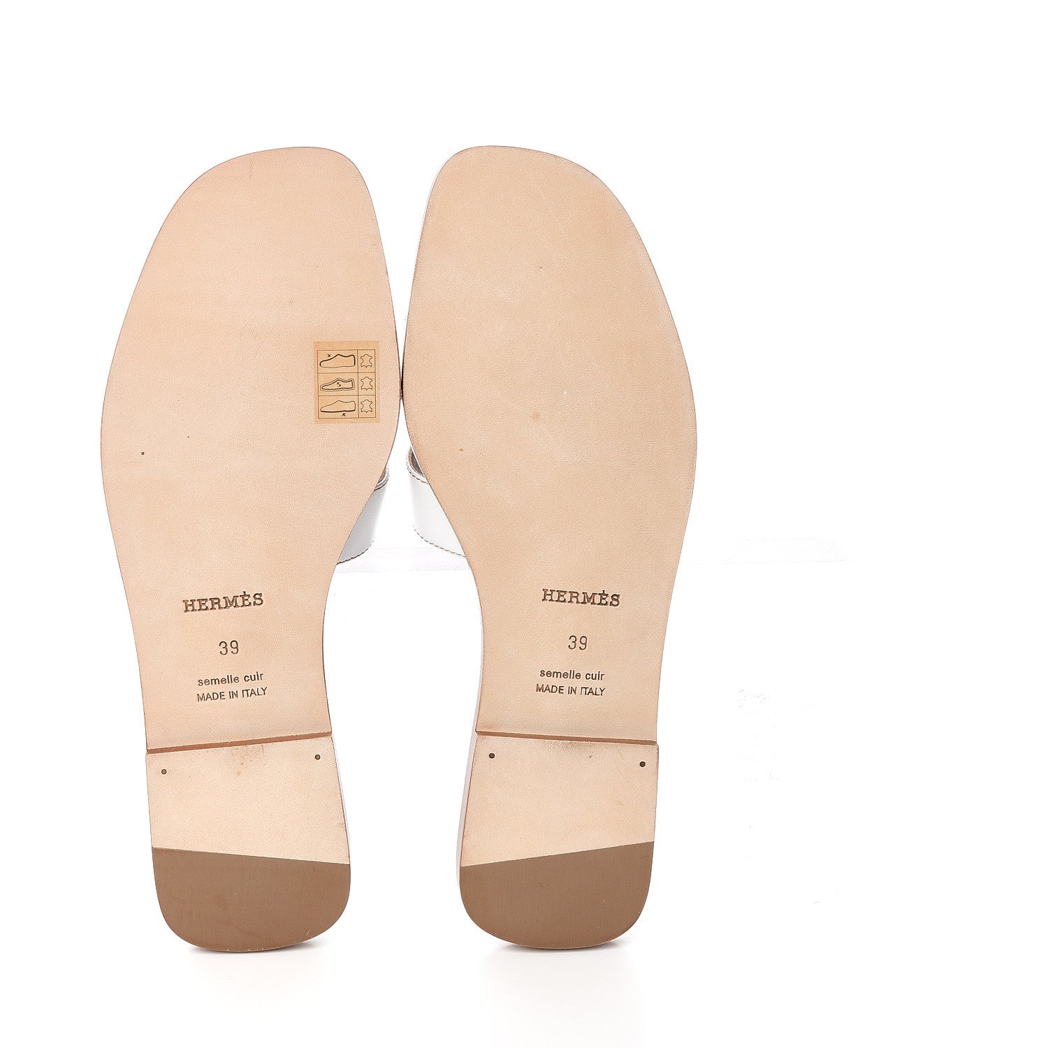 Hermes Box Calfskin Oran Sandals 39 White 5 of 9
