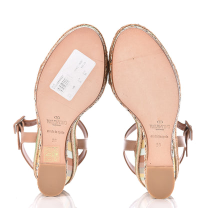 Valentino Garavani Canvas Calfskin Native Couture 1975 Espadrille Wedge Sandals 38 Alpaca Multicolor 5 of 11