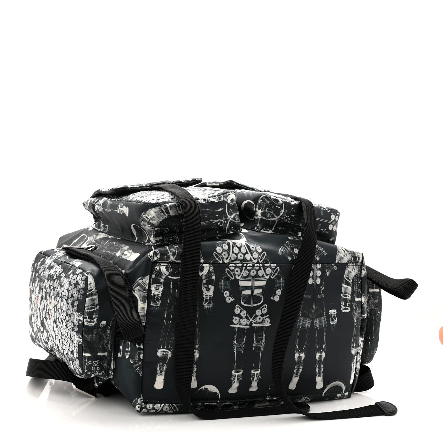 Chanel Sequin Nylon Lambskin Astronaut Essentials Backpack Black