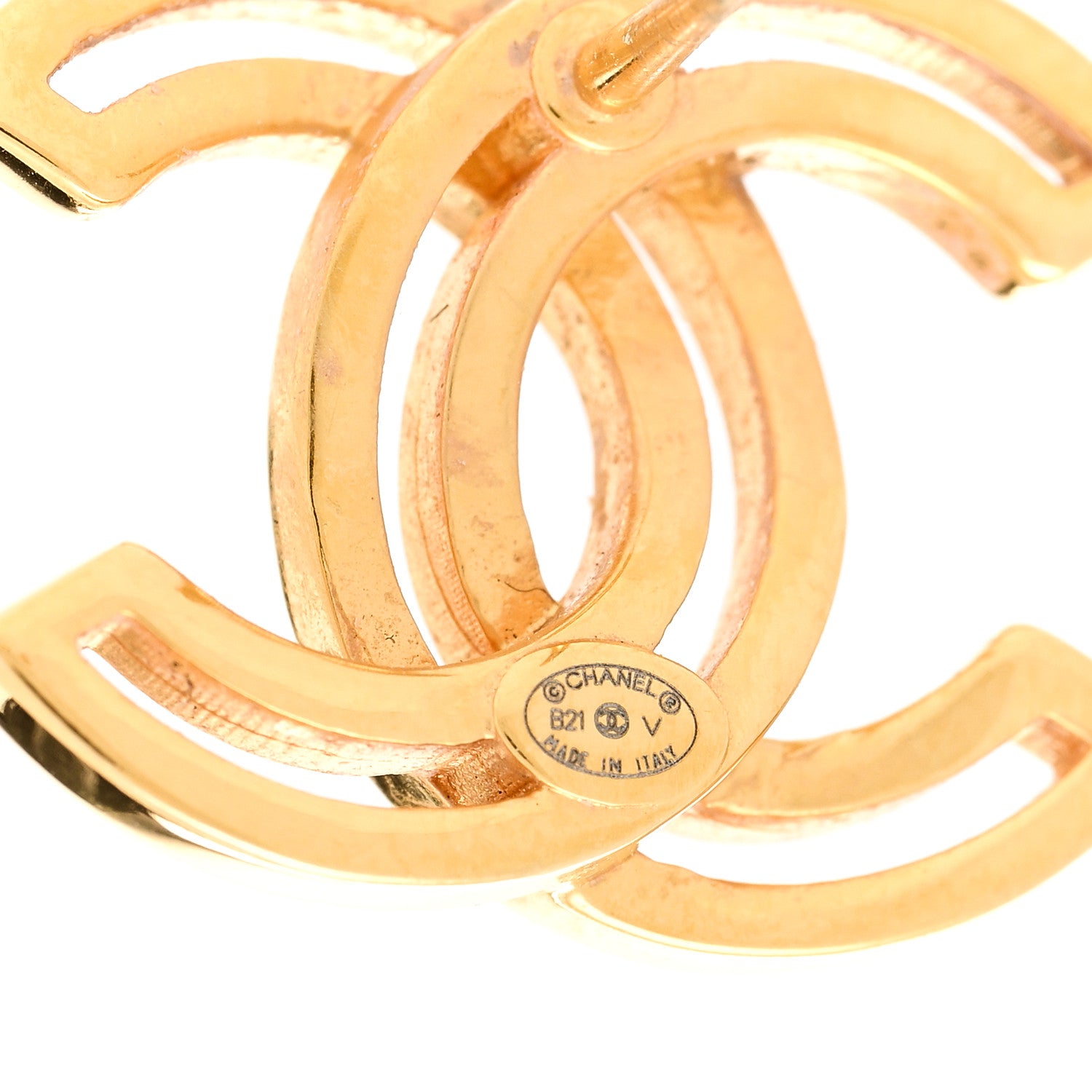 Chanel Metal Obazine CC Earrings Gold 4 of 5