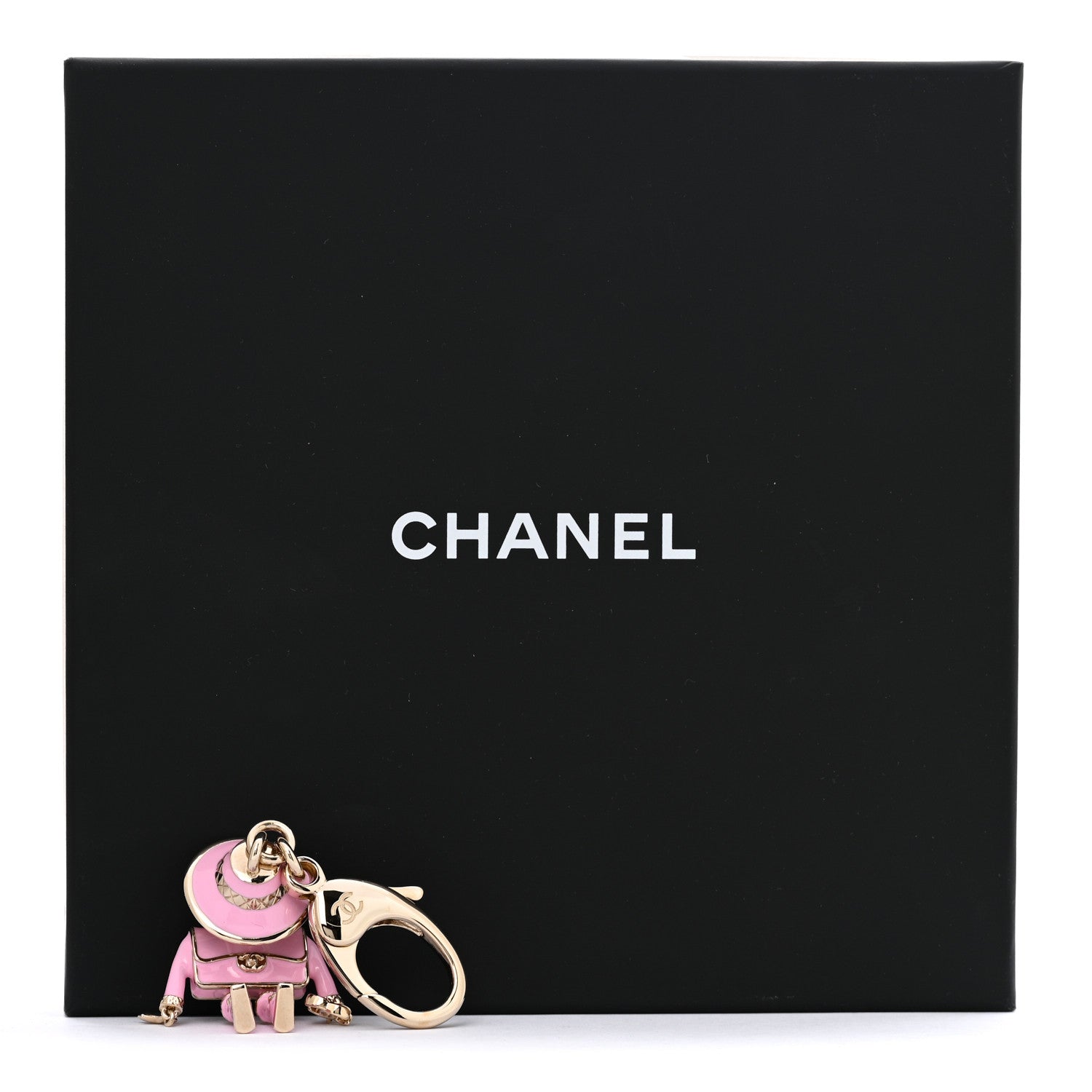 Chanel Metal Pearl Coco Mademoiselle Figurine Bag Charm Pink Gold Black 4 of 4