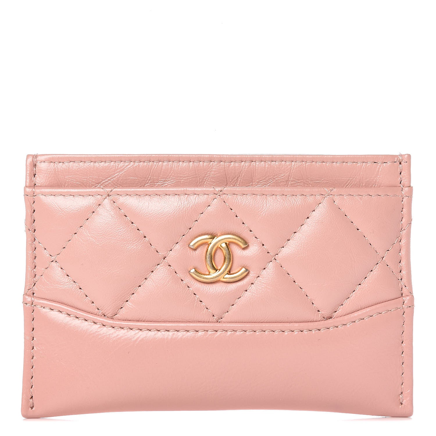 Chanel Aged Calfskin Quilted Gabrielle Card Holder Wallet Light Pink 1 of 11