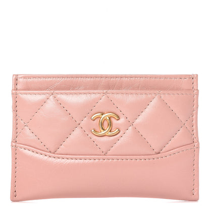 Chanel Aged Calfskin Quilted Gabrielle Card Holder Wallet Light Pink 1 of 11
