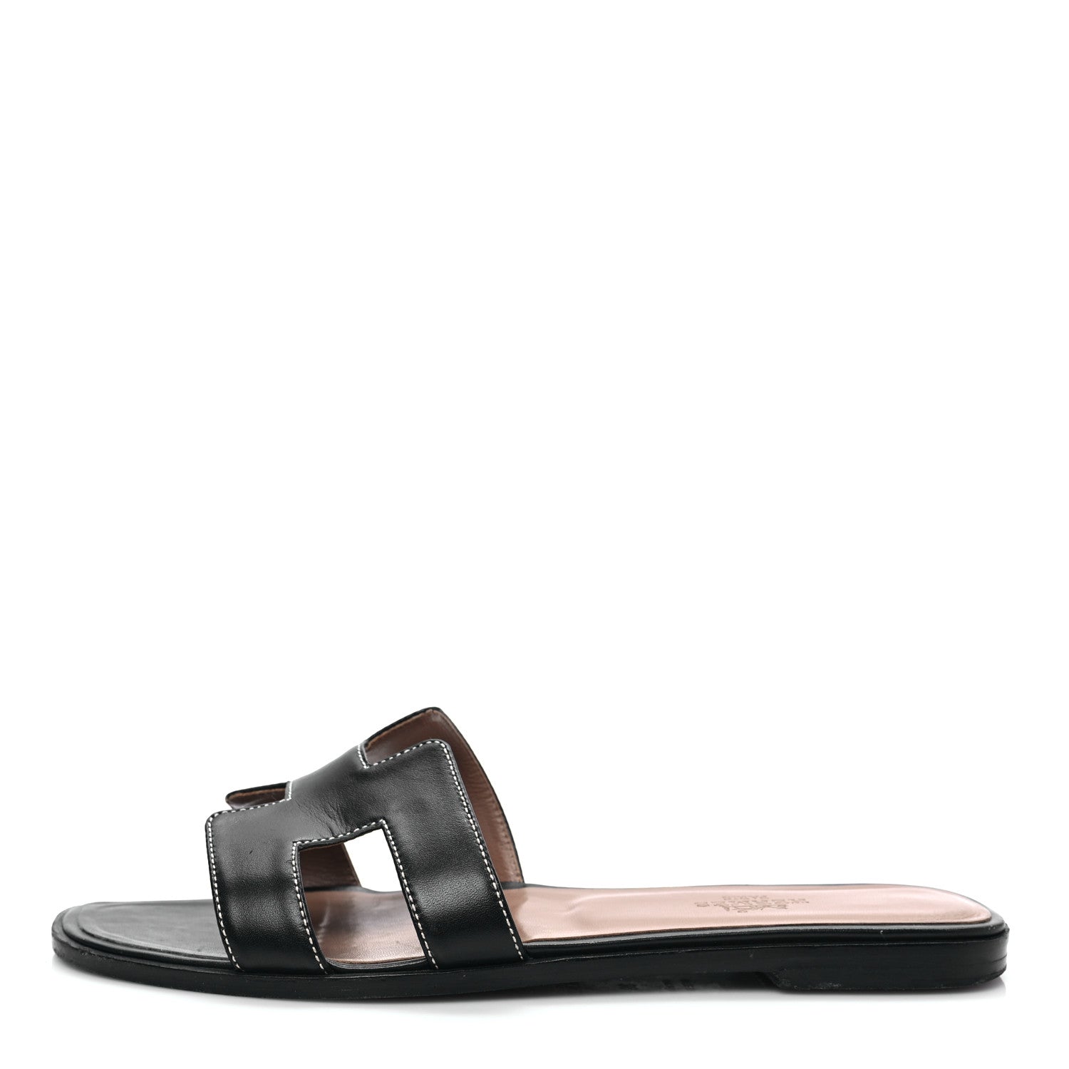 Hermes Box Calfskin Oran Sandals 39 Black 1 of 8