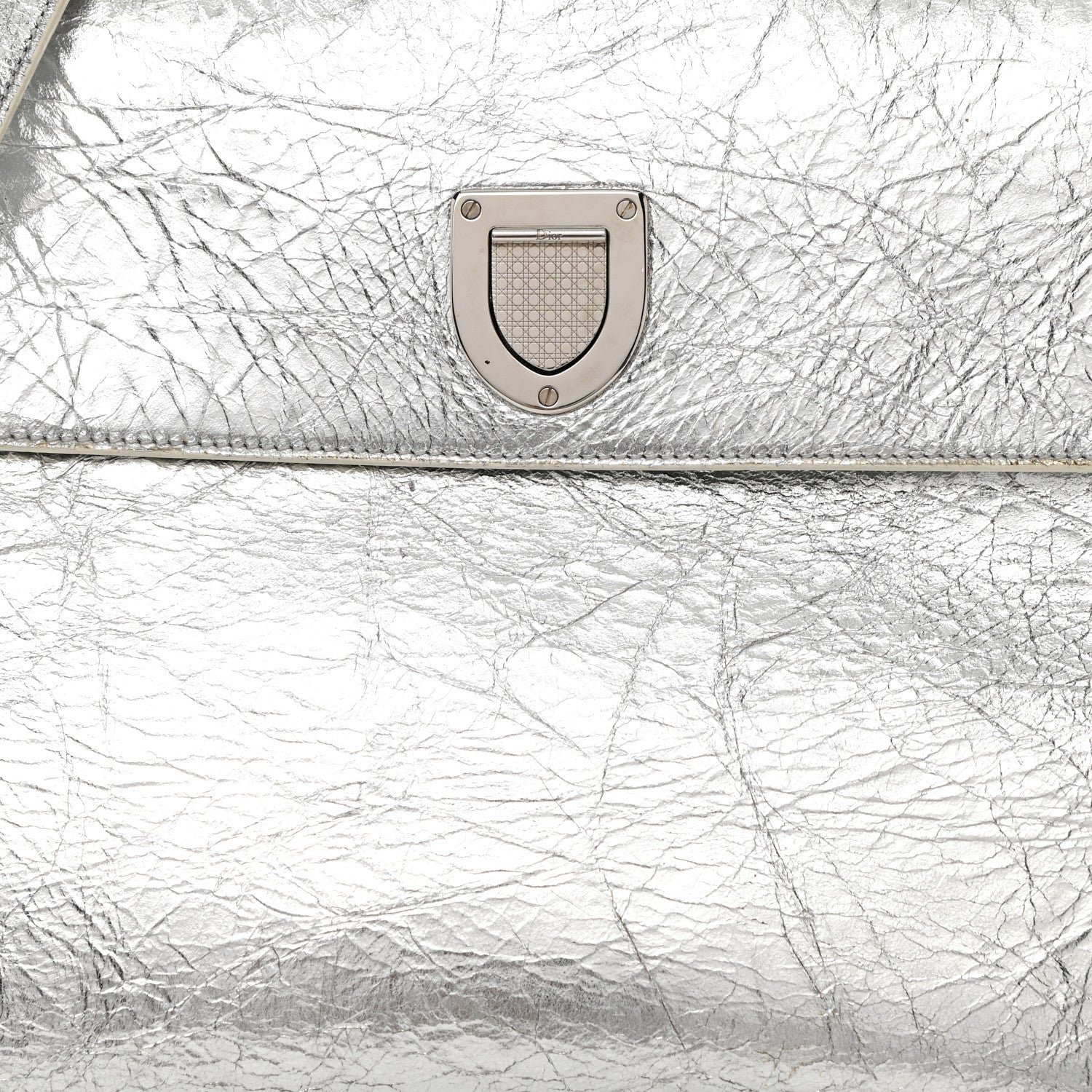 Christian Dior Metallic Calfskin Large Diorever Flap Silver 8 of 13