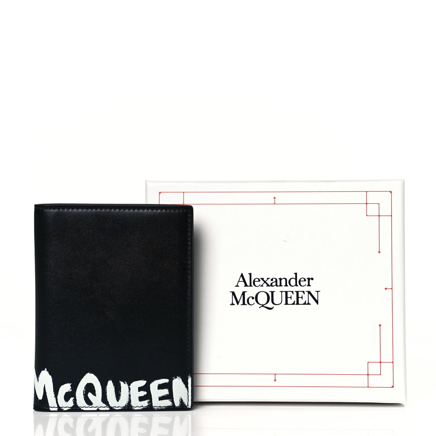 Calfskin Graffiti Logo Card Holder Black
