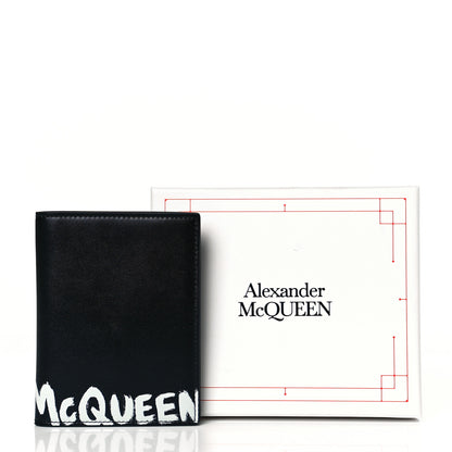 Alexander McQueen Calfskin Graffiti Logo Card Holder Black 7 of 8