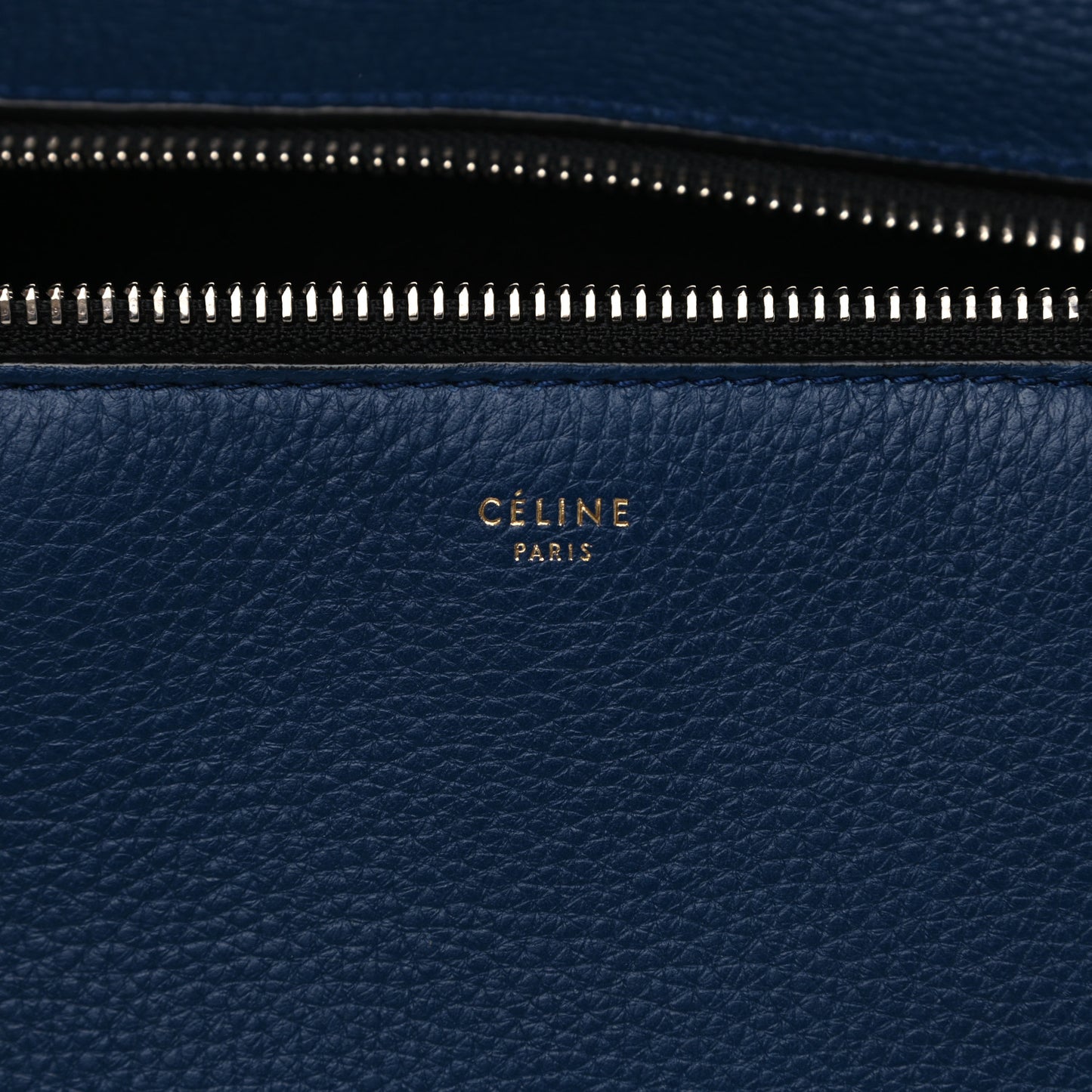 Drummed Calfskin Medium Edge Shoulder Bag Ocean Blue