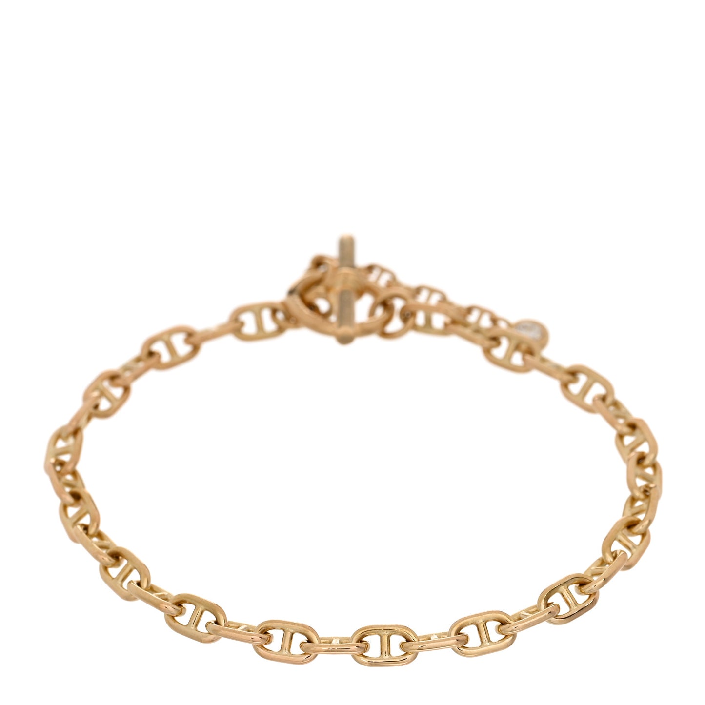 18K Yellow Gold Diamond Chaine d'Ancre Enchainee Bracelet SH