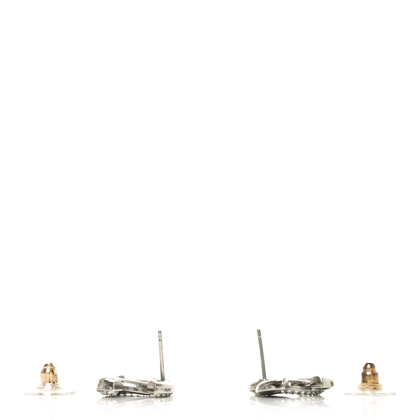 Crystal Enamel CC Earrings Silver Black
