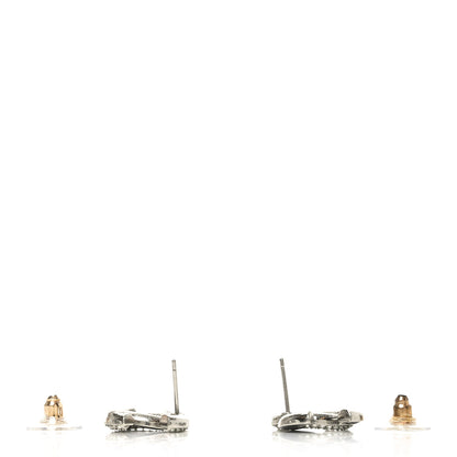 Chanel Crystal Enamel CC Earrings Silver Black 3 of 4