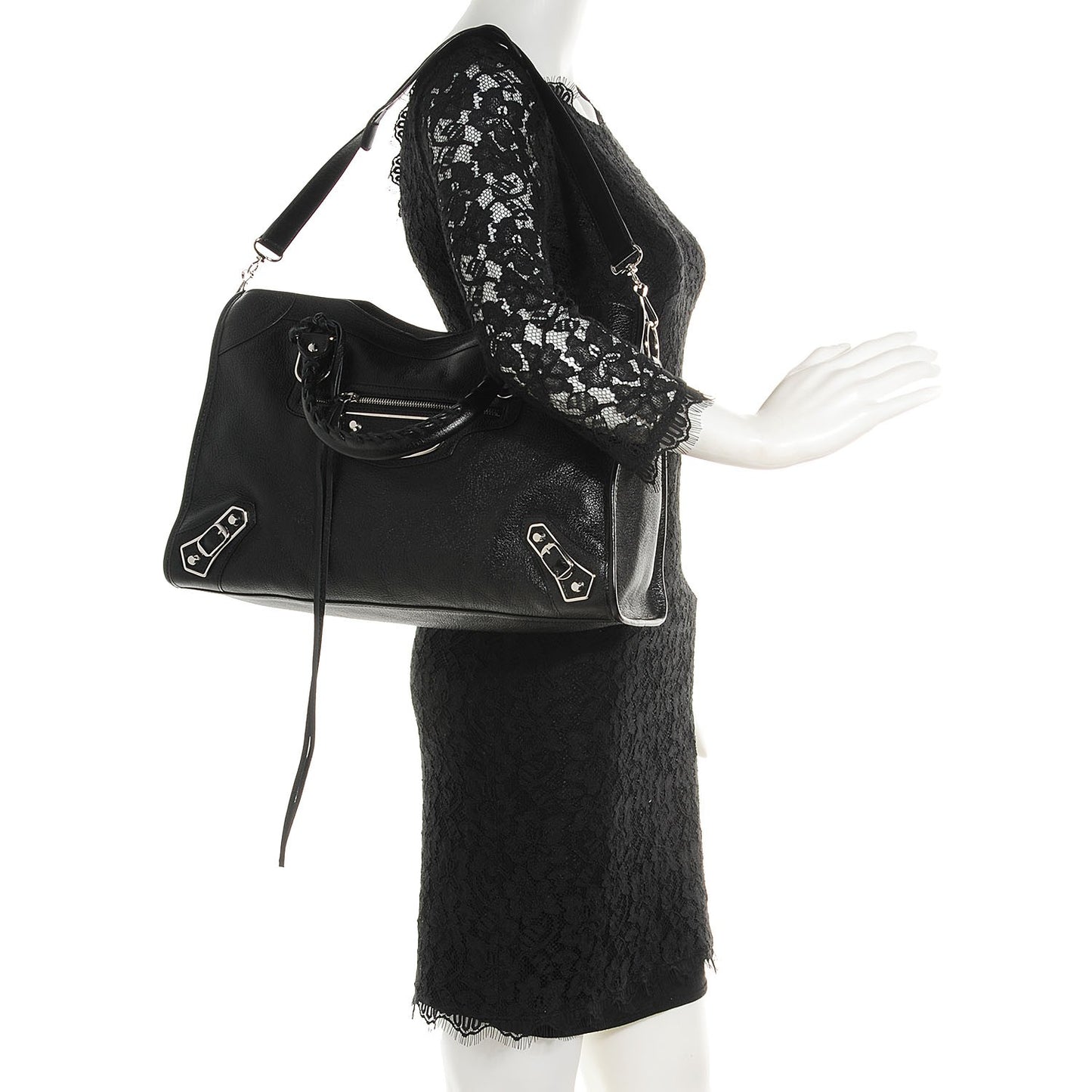 Chevre Silver Metallic Edge Hardware City Black