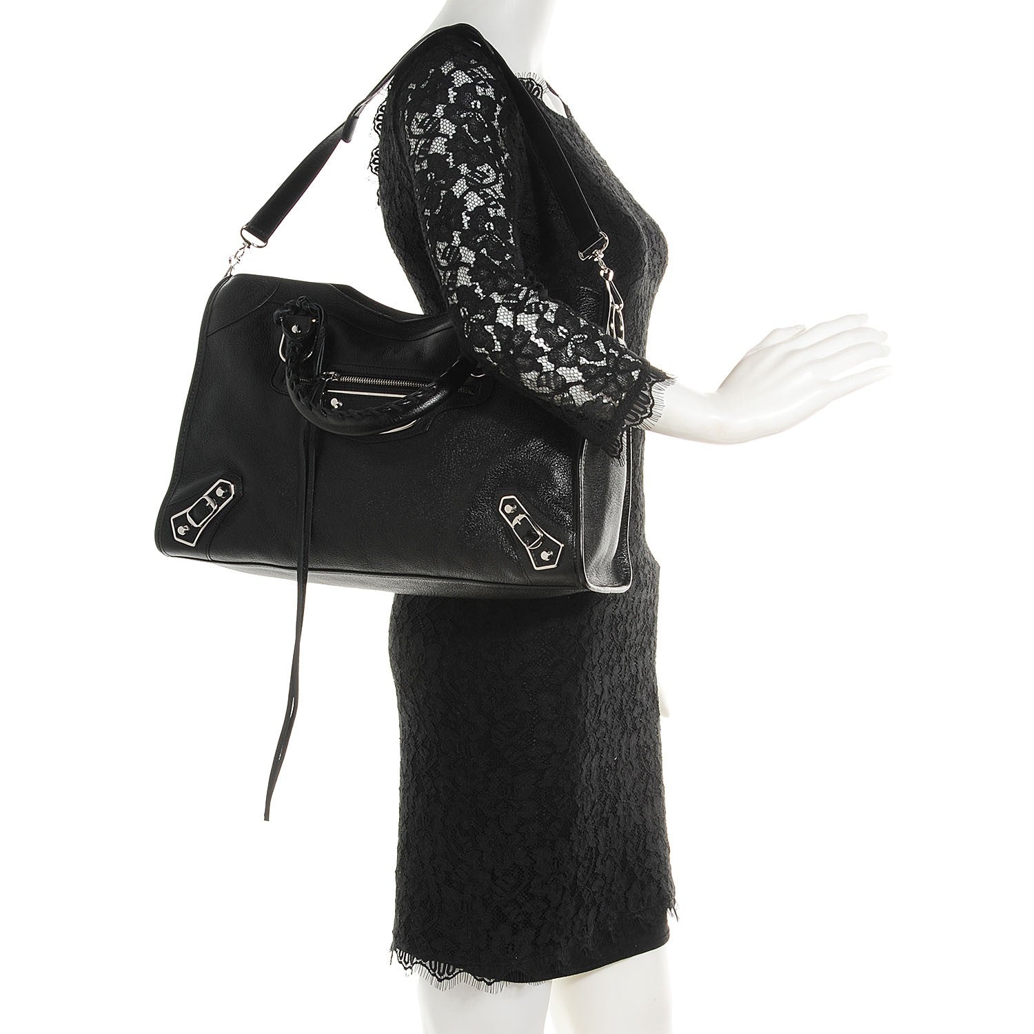 Balenciaga Chevre Silver Metallic Edge Hardware City Black 2 of 14