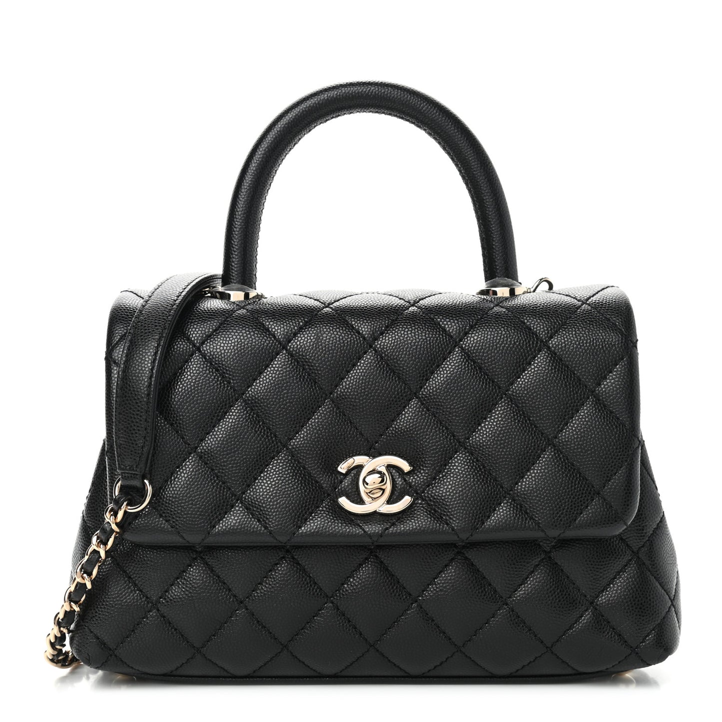 Caviar Quilted Mini Coco Handle Flap Black