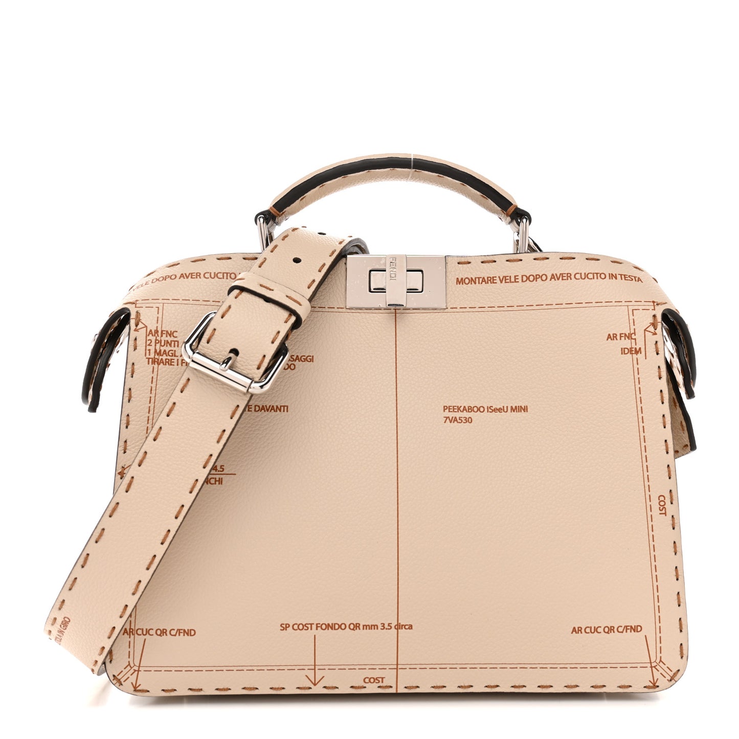 Cuoio Romano Vitello Cover Glazed Mini Peekaboo I SEE U Iconic Satchel Cameila
