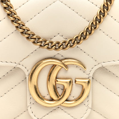 Gucci Calfskin Matelasse Super Mini GG Marmont Shoulder Bag White 8 of 10