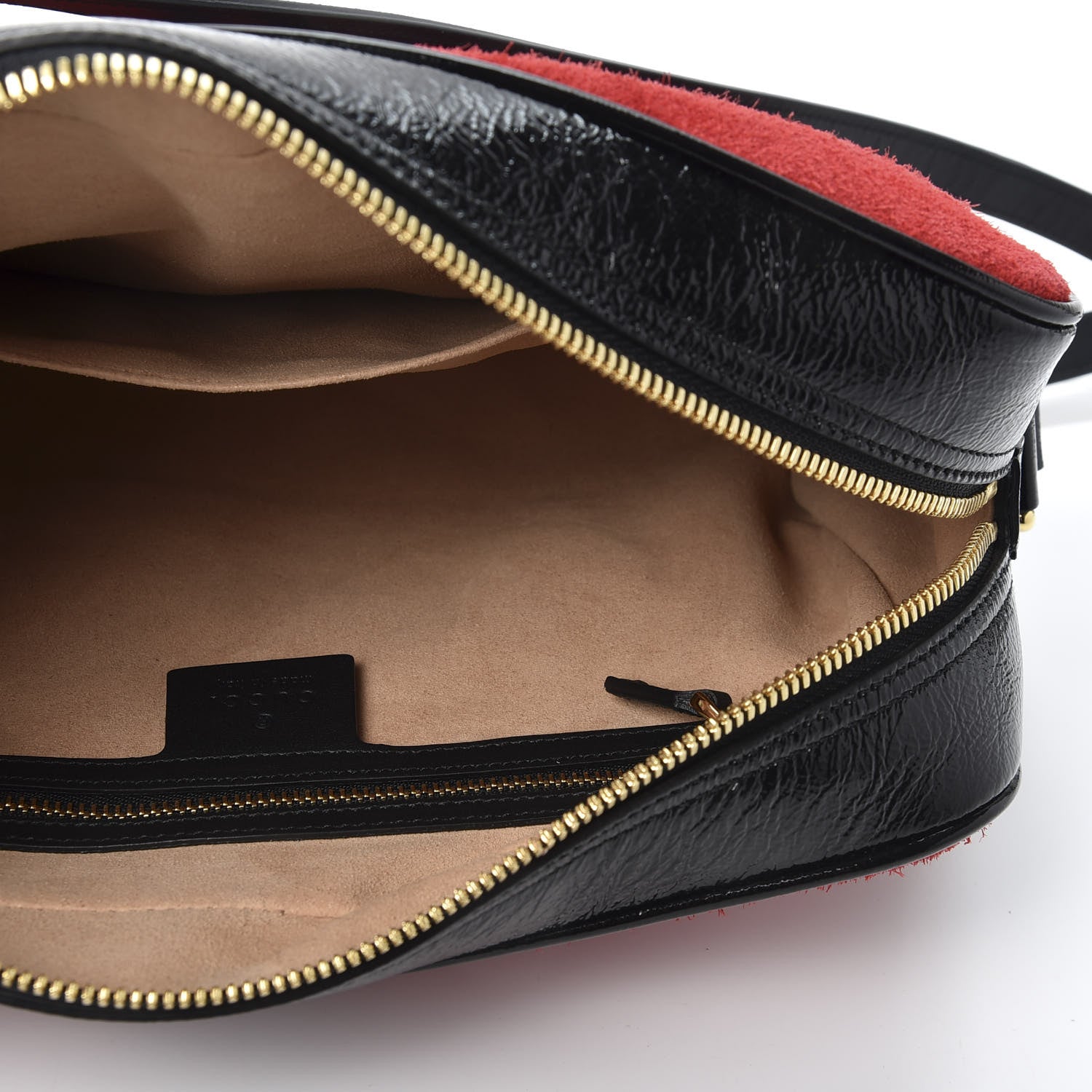Gucci Suede Patent Web Small Ophidia Shoulder Bag Hibiscus Red Black 4 of 10