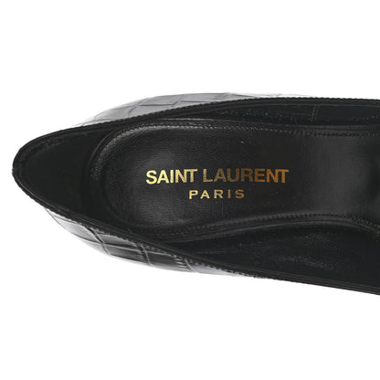 Saint Laurent Calfskin Crocodile Embossed Opyum 110 Pumps 35.5 Black 7 of 10