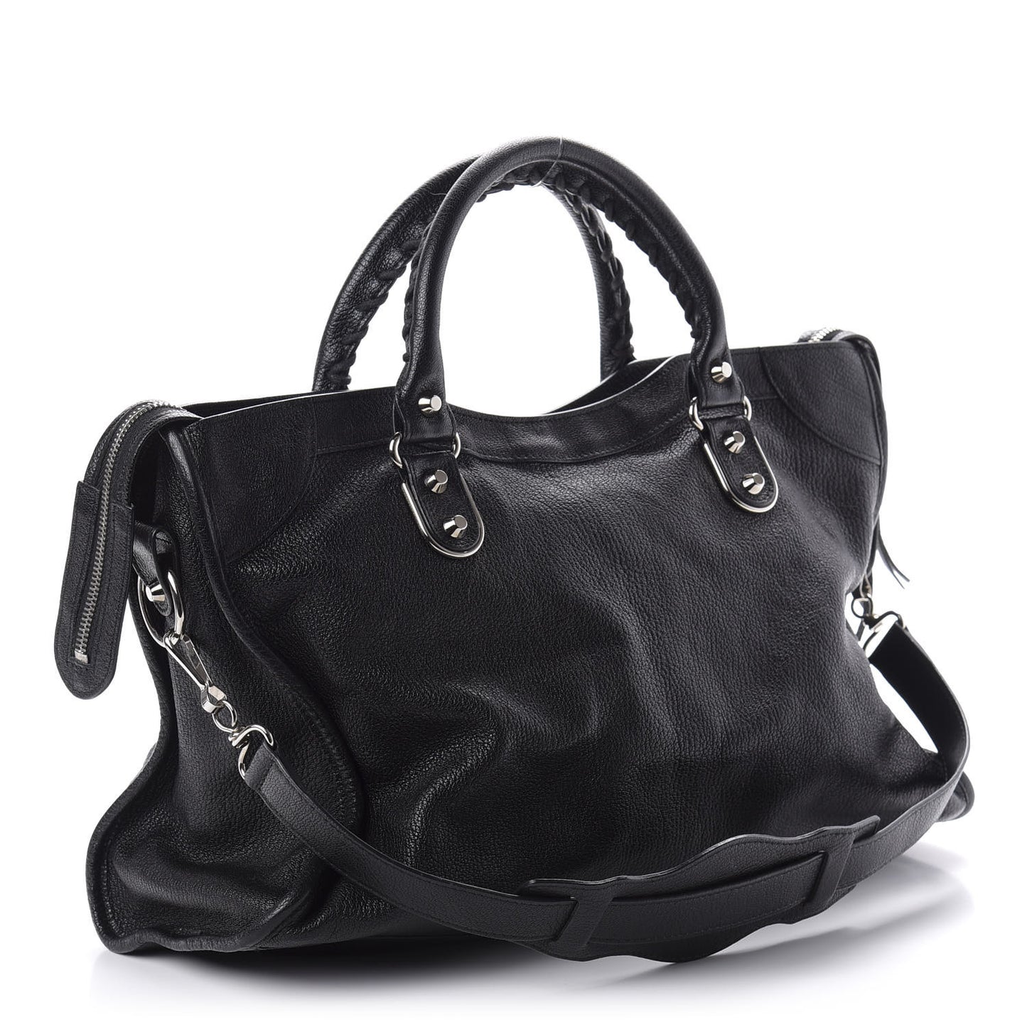 Chevre Silver Metallic Edge Hardware City Black