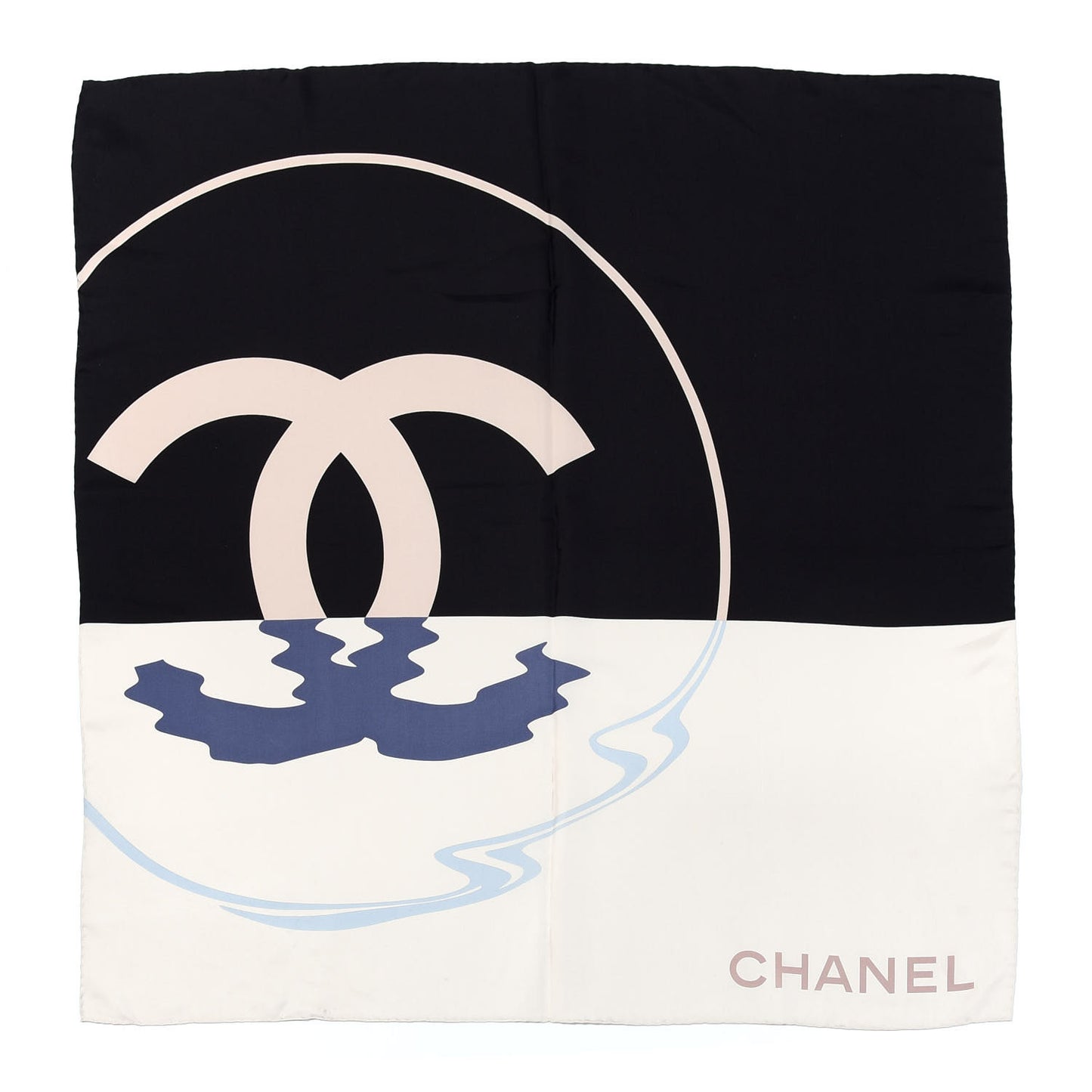 Cotton CC Logo Square Bandana Black Beige