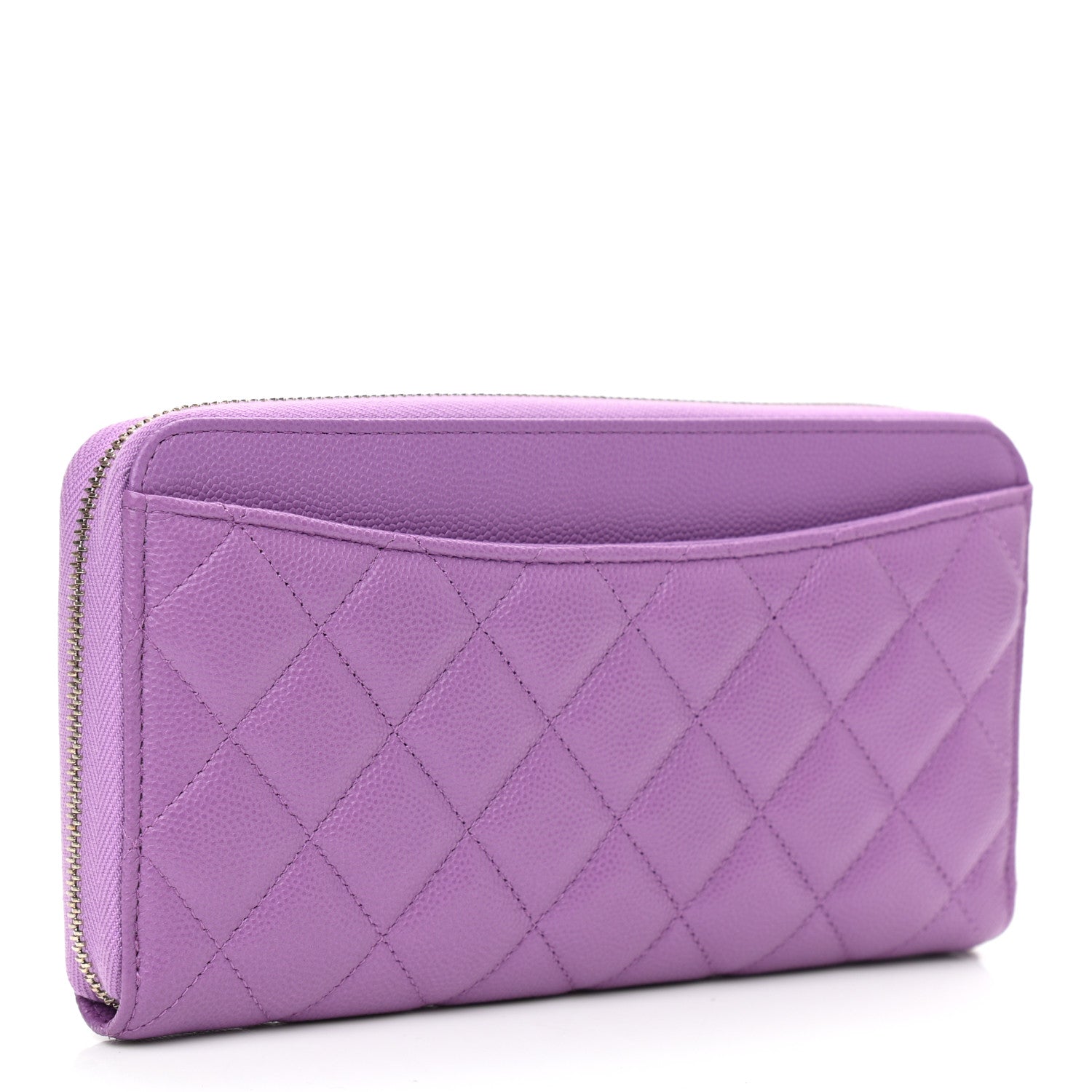 Chanel Caviar Quilted Large Gusset Zip Around Wallet Purple 3 of 9