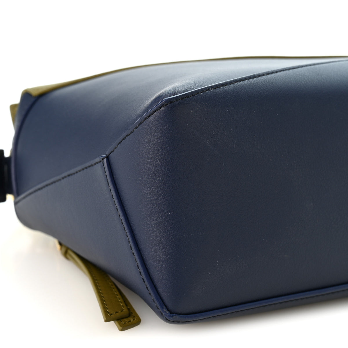 Calfskin Small Puzzle Edge Bag Olive Abyss Blue