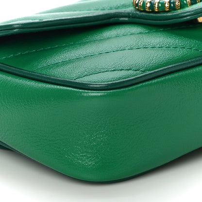 Gucci Azalea Calfskin Enamel Matelasse Diagonal Super Mini Torchon GG Marmont Shoulder Bag New Shamarock Emerald 9 of 11