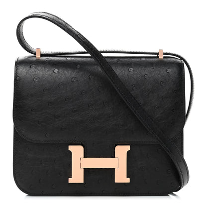 Hermes Ostrich Constance 18 Black 1 of 4