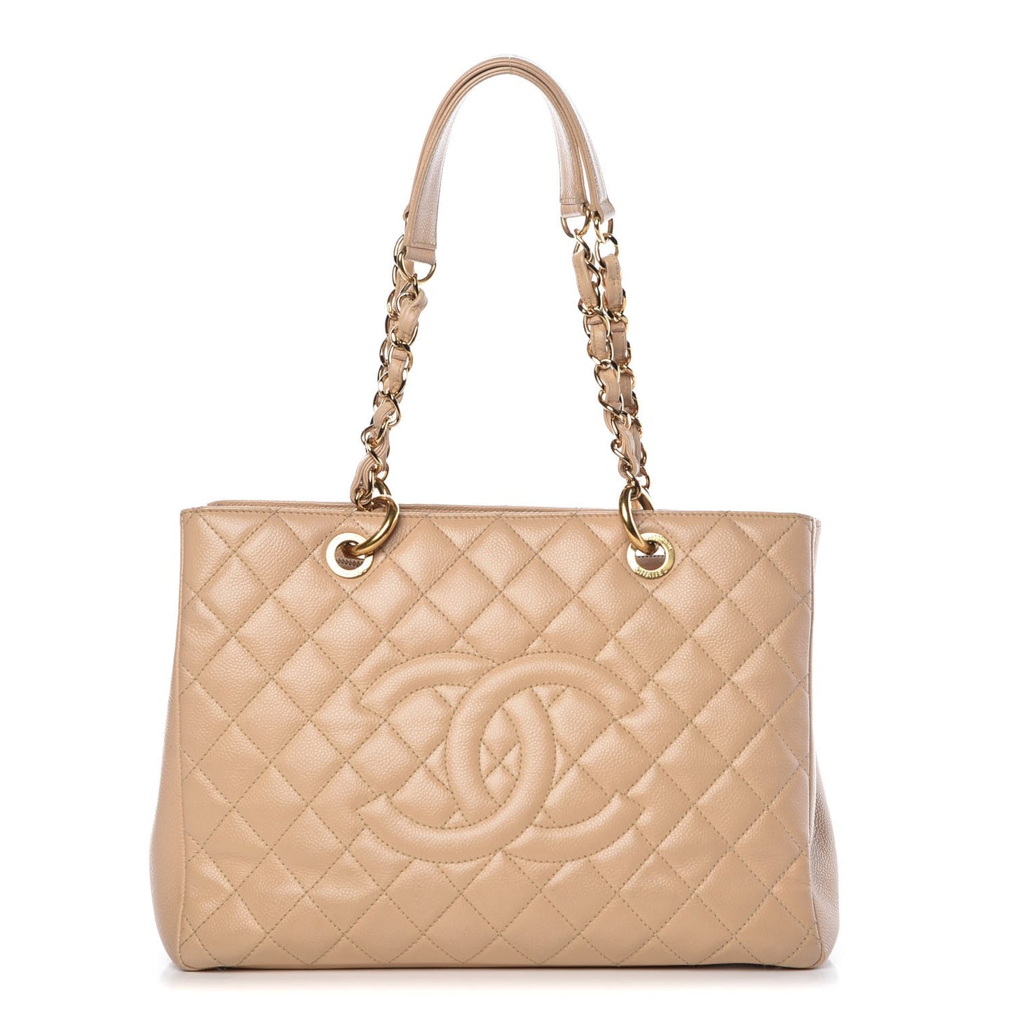 Caviar Quilted Grand Shopping Tote GST Beige Clair