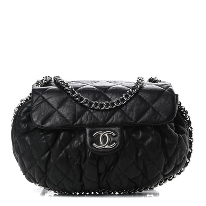 Chanel Washed Lambskin Quilted Medium Chain Around Messenger Black 1 of 11