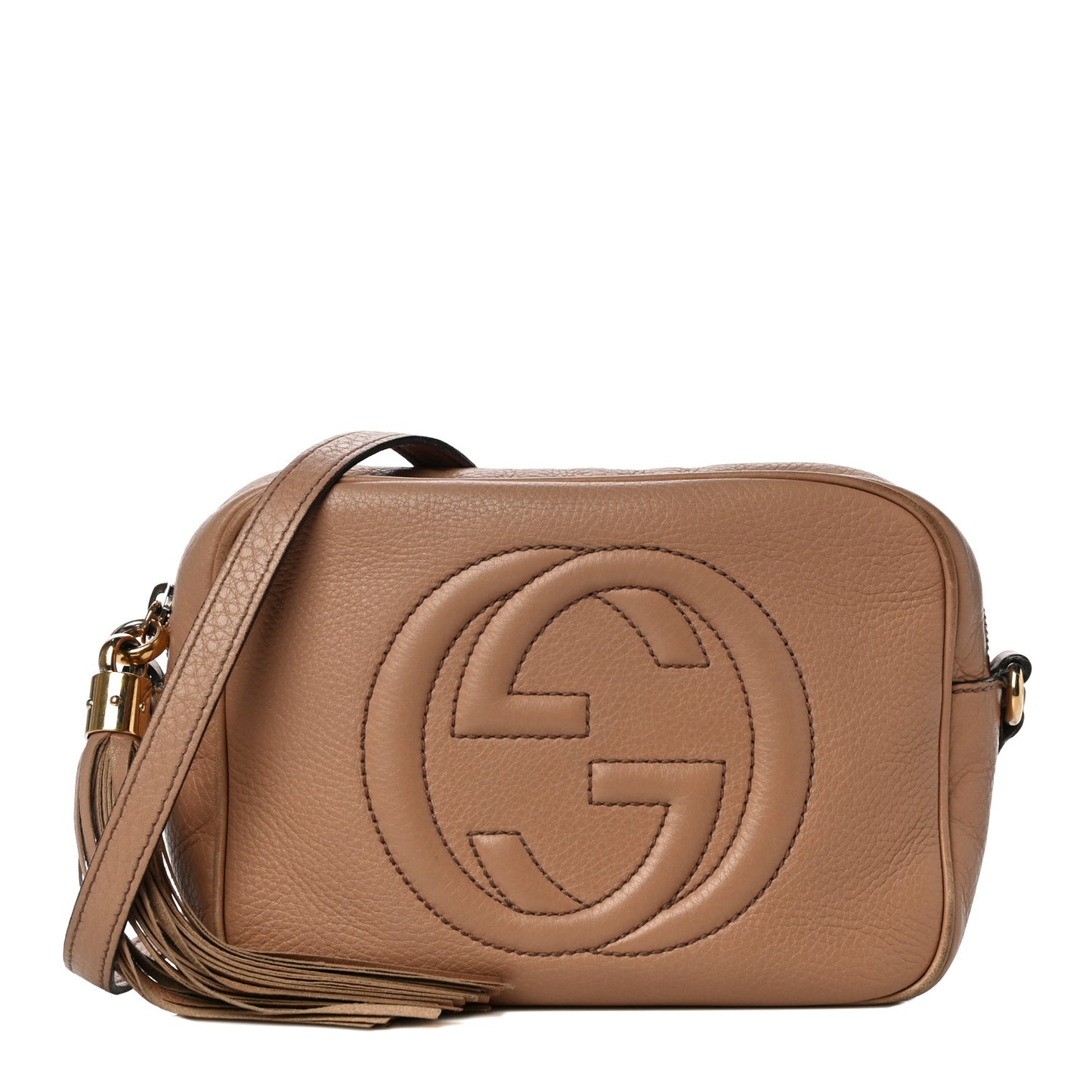 Pebbled Calfskin Small Soho Disco Bag Camelia