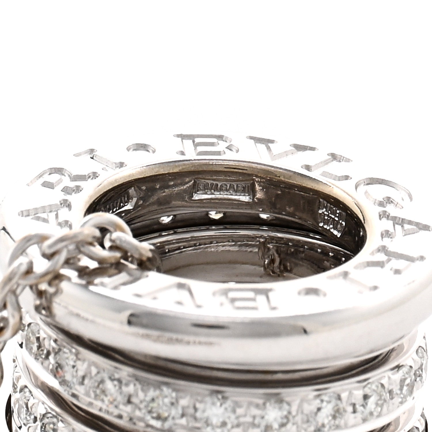Bulgari 18K White Gold Diamond B.Zero1 Pave Pendant Necklace 5 of 5