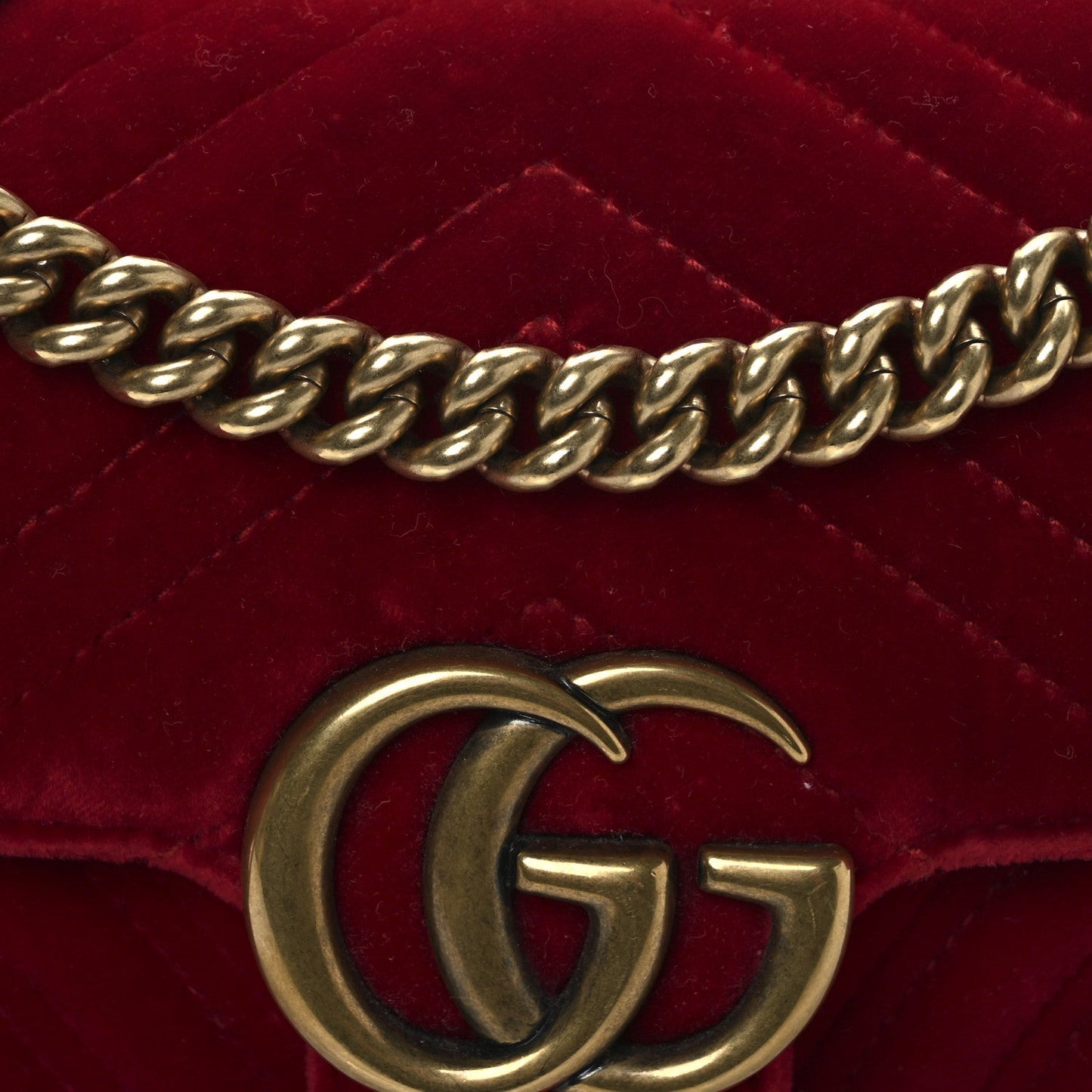 Velvet Matelasse Mini GG Marmont Shoulder Bag Hibiscus Red