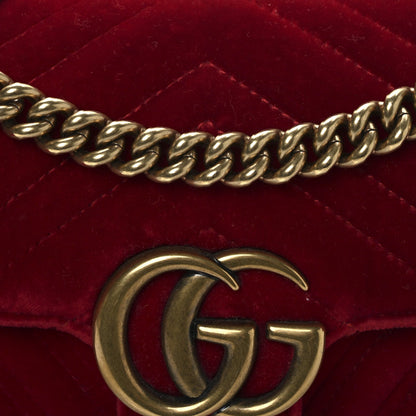 Gucci Velvet Matelasse Mini GG Marmont Shoulder Bag Hibiscus Red 6 of 8
