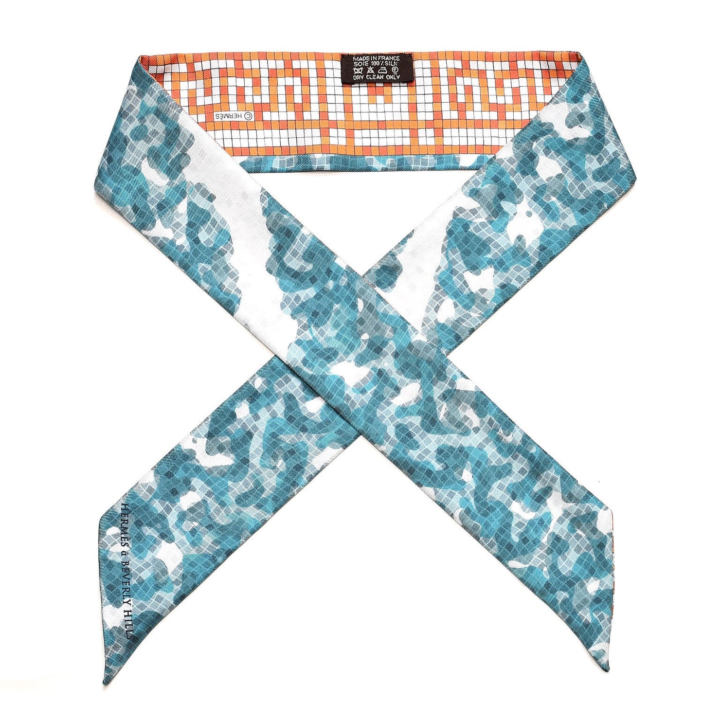 Silk A Beverly Hills Twilly Orange Bleu Blanc