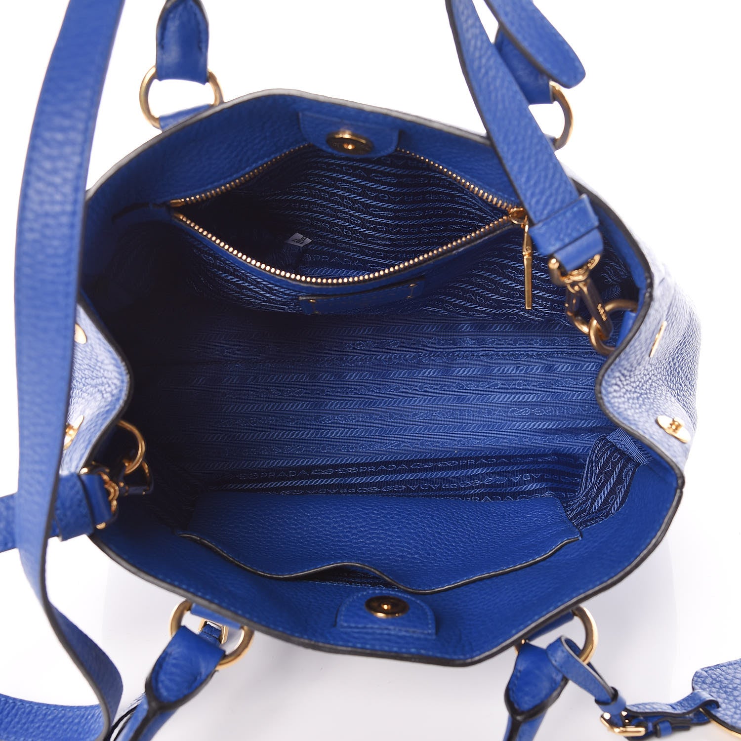 Prada Vitello Daino Shopping Tote Azzurro 5 of 9
