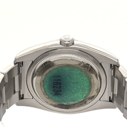 Rolex Stainless Steel 18K White Gold Diamond 36mm Oyster Perpetual Datejust Watch Black 116234 4 of 6