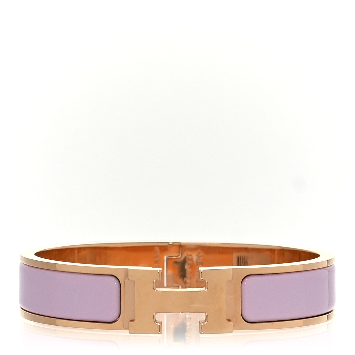Hermes Enamel Narrow Clic Clac H Bracelet PM Rose Dragee 1 of 7