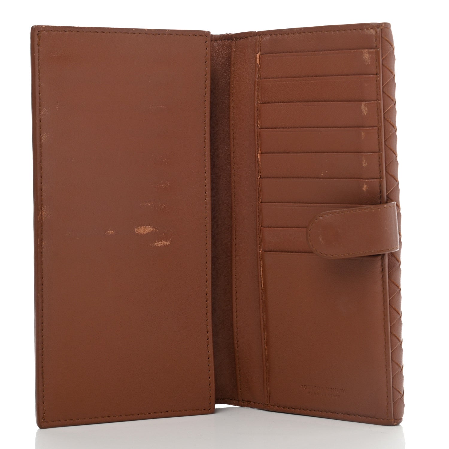 Bottega Veneta Madras Goatskin Intrecciato Flap Wallet Tea 5 of 16