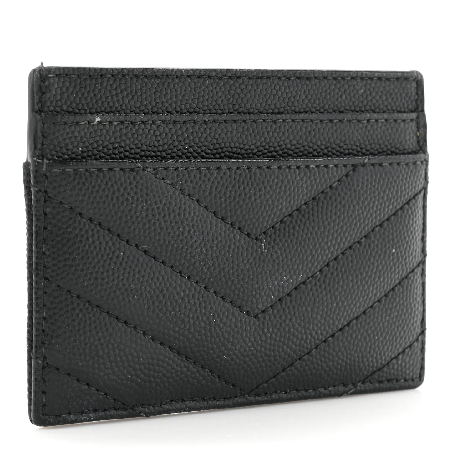Grain De Poudre Matelasse Chevron Monogram Credit Card Case Black