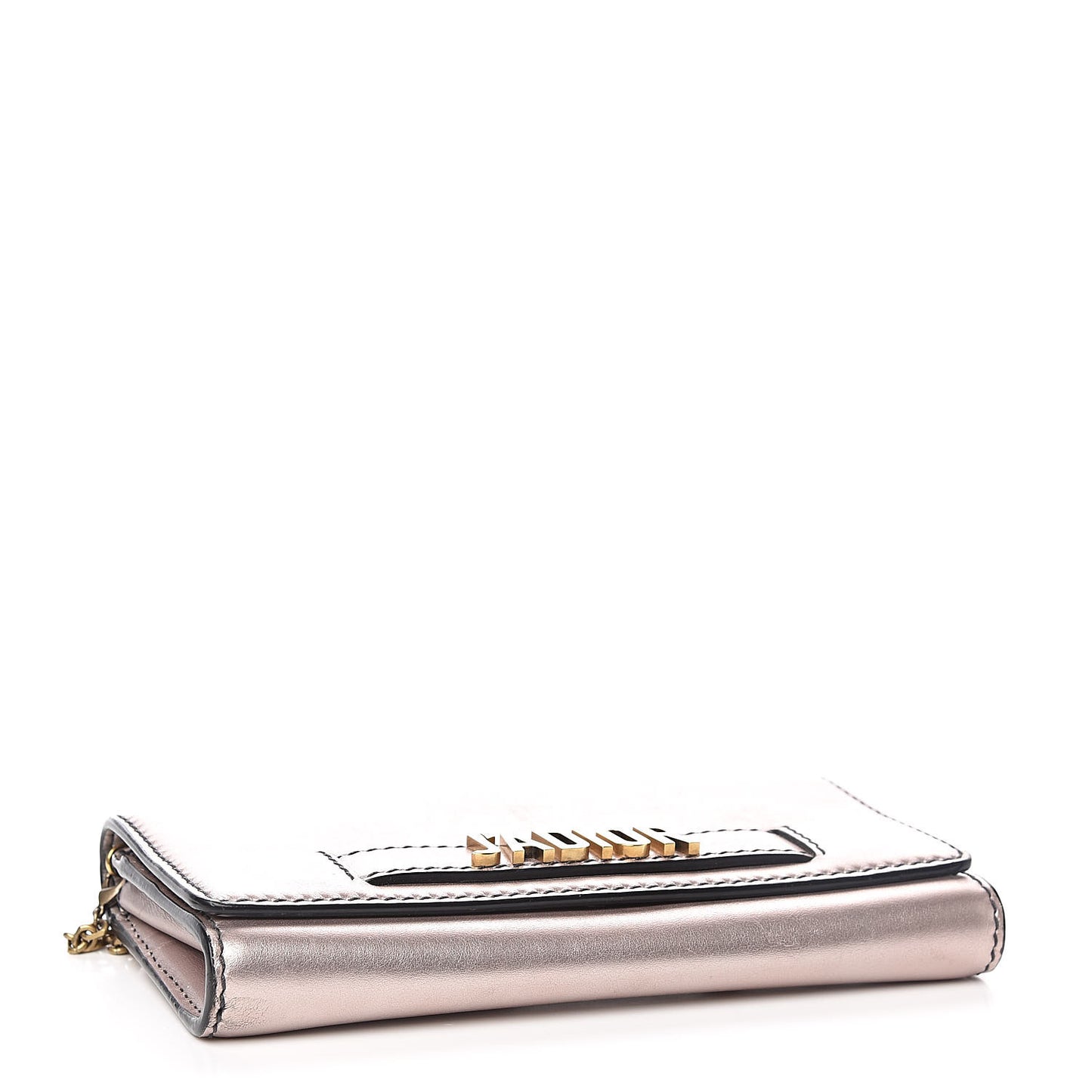 Metallic Calfskin J'adior Croisiere Chain Wallet Bronze